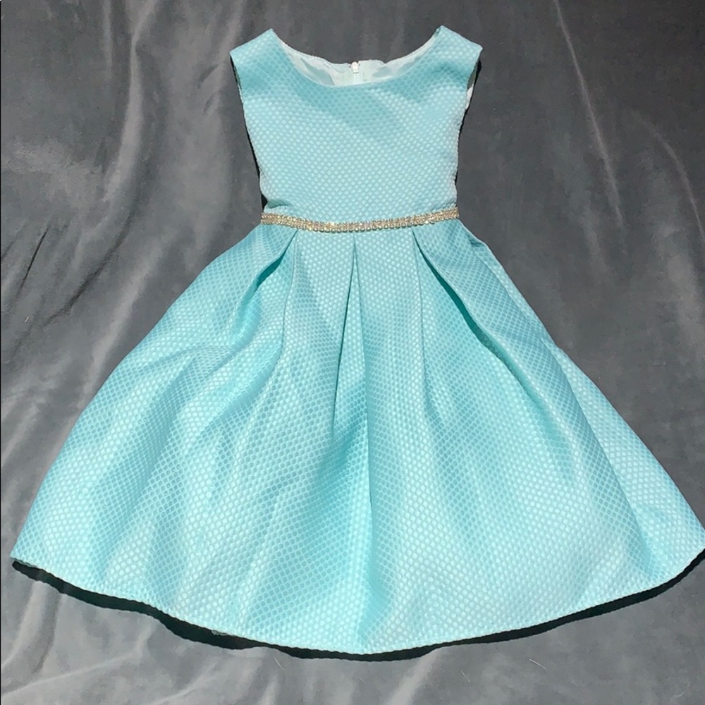Tiffany blue Toddler dress with rhinestone belt